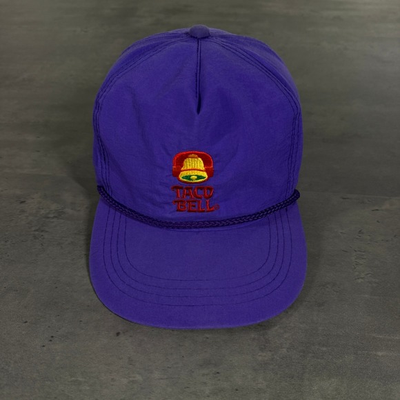Vintage Taco Bell Purple Nylon Rope Snapback Hat Made in USA 90s Logo Cap Men